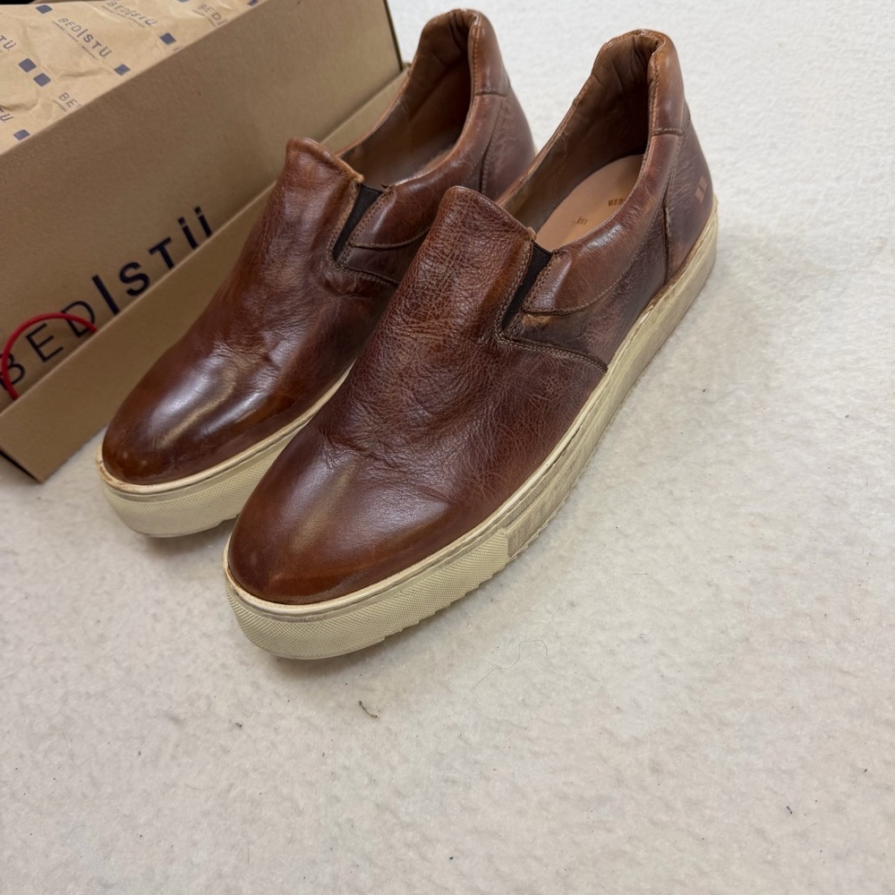 BED|STU Men’s Harry Tan Rustic Leather Slip On Sneaker Size 12 - Picture 2 of 8